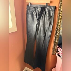 American Eagle Outfitters Black Faux Leather Flare Jeans